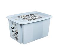 keeeper Caja de almacenamiento con tapa Mickey Mouse, Giratoria y apilable, Para niños, 45 L, Karolina, Azul Cloudy