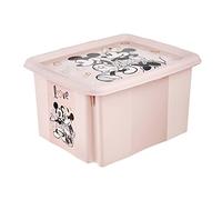 keeeper Caja de almacenamiento con tapa Minnie Mouse, Giratoria y apilable, Para niños, 24 L, Karolina, Rosa Nordic
