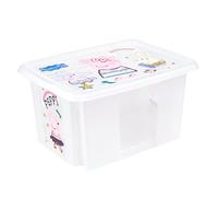 keeeper Caja de almacenamiento con tapa Peppa Pig, Giratoria y apilable, Para niños, 15 L, Karolina, Natural Transparente