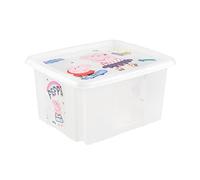 keeeper Caja de almacenamiento con tapa Peppa Pig, Giratoria y apilable, Para niños, 24 L, Karolina, Natural Transparente