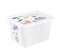 keeeper Caja de almacenamiento con tapa Peppa Pig, Giratoria y apilable, Para niños, 30 L, Karolina, Natural Transparente
