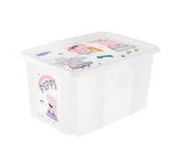 keeeper Caja de almacenamiento con tapa Peppa Pig, Giratoria y apilable, Para niños, 45 L, Karolina, Natural Transparente