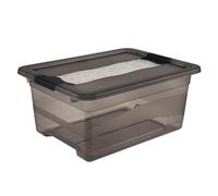 keeeper Caja de almacenamiento con tapa y cierre deslizante, 12 L, Transparente, Gris Crystal