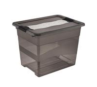 keeeper Caja de almacenamiento con tapa y cierre deslizante, 24 L, Transparente, Gris Crystal
