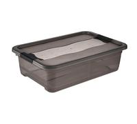 keeeper Caja de almacenamiento con tapa y cierre deslizante, 28 L, Transparente, Gris Crystal
