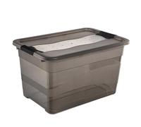 keeeper Caja de almacenamiento con tapa y cierre deslizante, 52 L, Transparente, Gris Crystal
