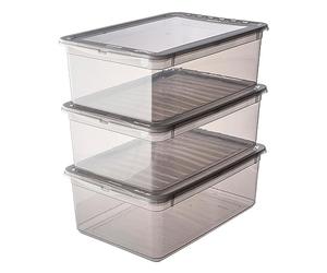 keeeper Cajas de almacenaje con Air Control System, Set de 3 unidades, 3 x 11 l, Bea, Transparente