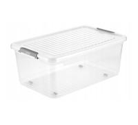 Keeeper Contenedor con tapa 37 L transparente con ruedas