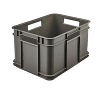 keeeper Contenedor de almacenamiento con asas, Euro-Box M, Plástico Procyclen, 16 l, Bruno Eco Line, Eco-Gris