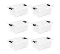 keeeper Cornelia - Caja de almacenaje con tapa y cierre deslizante (6 unidades, 29,5 x 19,5 x 12,5 cm, 4 L), transparente