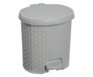 keeeper Cubo de basura/papelera polivalente, con tapa, diseño rattán, capacidad 5,5L, tamaño 22,5x24x26 color gris nórdico