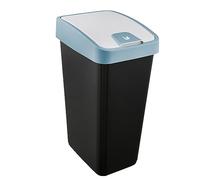 keeeper Cubo de basura Premium con tapa abatible, Tacto suave, 45 L, Magne, Azul Nordic