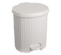 Cubo Basura Con Tapa Rattán 11,5l 27,5x29x32,5 Blanco Keeeper