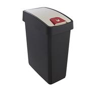 Keeeper Cubo de la Basura Premium con Tapa Abatible, Tacto suave, 25 l, Magne, Gris (Graphite)