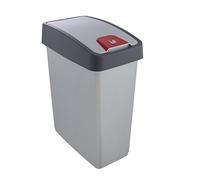 Keeeper Cubo de la Basura Premium con Tapa Abatible, Tacto suave, 25 l, Magne, Plateado (Light Silver)