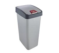 Keeeper Cubo de la Basura Premium con Tapa Abatible, Tacto suave, 45 l, Magne, Plateado (Light Silver)