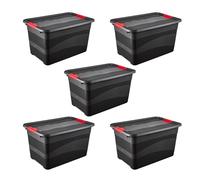 keeeper eckhart 5 recipientes de transporte con tapa y cierre deslizante, extra estables, 59,5 x 39,5 x 34 cm, 52 l, gris grafito