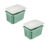 keeeper EMIL - Caja de almacenaje con sistema giratorio y apilable (incluye tapa emilia, 45 L), color verde nórdico