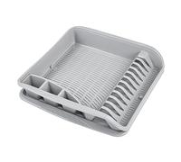 keeeper Escurreplatos con bandeja, Plástico sin BPA, 39,5 x 39,5 x 8 cm, Pierre, Gris Nordic
