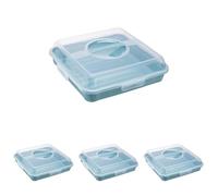 keeeper Fiambrera para bocadillos, tartas y magdalenas, Polipropileno, Cuadrada, Enrico, Azul nórdico (Paquete de 4)