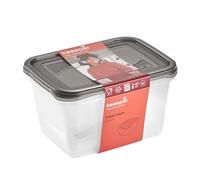 keeeper Fredo Set de 2 cajas con tapa para alimentos, 2 x 2 L, Gris cristal (Transparente)