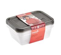 keeeper Fredo Set de 3 cajas con tapa para alimentos, 3 x 1,25 L, Gris cristal (Transparente)