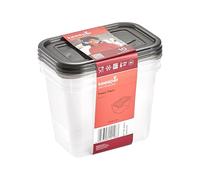 keeeper Fredo Set de 3 cajas con tapa para alimentos, 3 x 1 L, Gris cristal (Transparente)