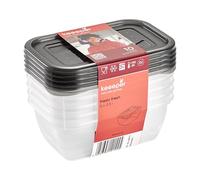 keeeper Fredo Set de 5 cajas con tapa para alimentos, 5 x 0,5 L, Gris cristal (Transparente)