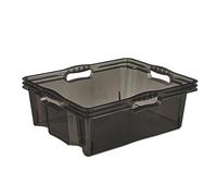 keeeper Multi-Box L Caja de almacenamiento con asas integradas, 16 L, 43 x 35 x 15 cm, Franz, Gris Crystal