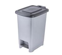 keeeper Papelera, 10 l, Fácil de Limpiar, Pedal para Apertura y Cierre Higiénicos, Cubo de Basura, 20,5 x 28 x 35 cm, olaf, Light Silver (plata)