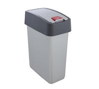 Papelera 10L Keeeper Tapa Empuje Práctica Plástico Plata 1060316000000