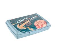 keeeper Práctica caja para comida, Panera/Fiambrera, Transparente, 17 x 13 x 3,5 cm, Diseño Viaje Espacial, Carla Mini, Azul Nordic