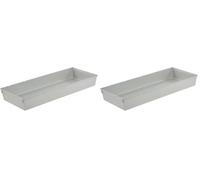 keeeper Recipiente organizador, Combinable con otros recipientes, Plástico resistente (PP), 38 x 15 x 5 cm, Pepe, Plateado (Paquete de 2)