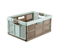 keeeper Robusta Caja Plegable con Mangos Suaves, 48,5 x 35 x 23,5 cm, 32 l, Lea, Azul/Marrón
