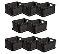 keeeper Robusta Juego de Cajas de Transporte, Resistente a ácidos y apto para alimentos, 40 x 30 x 22 cm, 20 l, Robert, Gris Grafito, 8 piezas