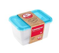 keeeper Set de 2 Fiambreras, 2 x 2 l, 20,5 x 15,5 x 10,5 cm, Fredo Fresh, Azul transparente