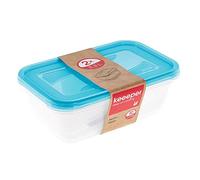 keeeper Set de 2 Fiambreras, 2 x 3,3 l, 29 x 19 x 9 cm, Fredo Fresh, Azul transparente