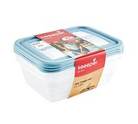 keeeper Set de 3 recipientes para congelación, Tapa con etiqueta reutilizable, 3 x 1,25 L, 20,5 x 15,5 x 6,5 cm, Mia Magic Ice, Azul Nordic