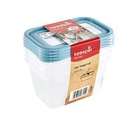 keeeper Set de 4 recipientes de congelación, Tapas con etiquetas reutilizables, 4 x 750 ml, 15,5 x 10,5 x 8,5 cm, Mia Magic Ice, Azul Nordic