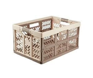 keeeper Set de 4 Robustas Cajas Plegables con Mangos Suaves, 54 x 37 x 28 cm, 45 l, Ben, Crema/Marrón