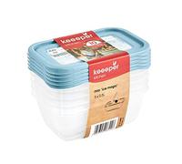 keeeper Set de 5 recipientes de congelación, Tapas con etiquetas reutilizables, 5 x 500 ml, 15,5 x 10,5 x 6 cm, Mia Magic Ice, Azul Nordic