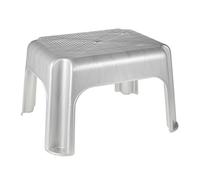 keeeper Taburete, Calidad y seguridad comprobada por TÜV, Plástico resistente (PP), 36,5 x 30 x 24 cm, Tim, Plateado