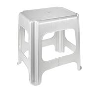 keeeper Taburete maxi, Plástico resistente (PP), 41 x 33,5 x 42,5 cm, Max, Plateado
