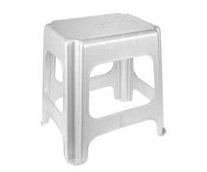 keeeper Taburete maxi, Plástico resistente (PP), 41 x 33,5 x 42,5 cm, Max, Plateado