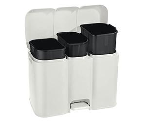 keeeper Tontarelli - Cubo de Reciclaje "Patty3" Con Tres Compartimentos y Cubos Extraíbles, Color Blanco, 1500 ml, 3 compartimentos