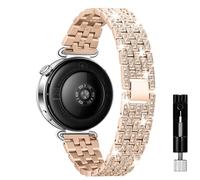 KeeFos 18mm Correa Compatible con Huawei Watch GT6 41mm/GT5 Pro 42mm/GT5 41mm/GT4 41 mm/Huawei Watch 5 42mm, Brillante Pulsera con Pedrería de Metal - Oro rosa
