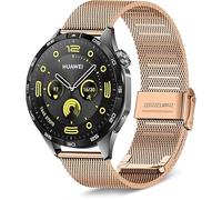 KeeFos 18mm Metal Correa Compatible Con Huawei Watch 5 42mm/Watch GT 5 Pro 42mm/GT 5 41mm/GT 4 41mm, Pulseras de Repuesto Metal, Correas de Hombres y Mujeres - Oro Rosa