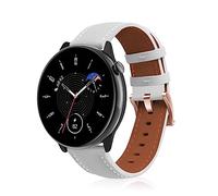 KeeFos 20mm Correa Compatible con Amazfit T-Rex 3 Pro 44mm/Active 2 Square/Active 2/GTR Mini/GTR 42mm/GTS 4/4 Mini/3/Bip 3 Pro/3, Pulsera de Suave Cuero - Blanco