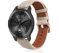 KeeFos 20mm Correa Compatible con Garmin Forerunner 570 42mm/165/245/645/Approach S50/S44/S42/Vivoactive 6/Vivoactive 5/Venu Sq 2/Venu 2 Plus, Pulsera de Suave Cuero para Hombre y Mujer - Beige