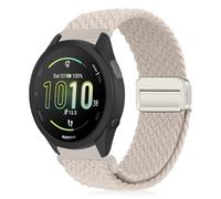 KeeFos 20mm Correa Compatible Con Garmin Forerunner 570 42mm/165/245/645/Approach S50/S44/Vivoactive 6/5/Venu Sq 2/Venu 2 Plus, Nylon Correa de Magnética, Correas de Hombres y Mujeres - Blanquecino